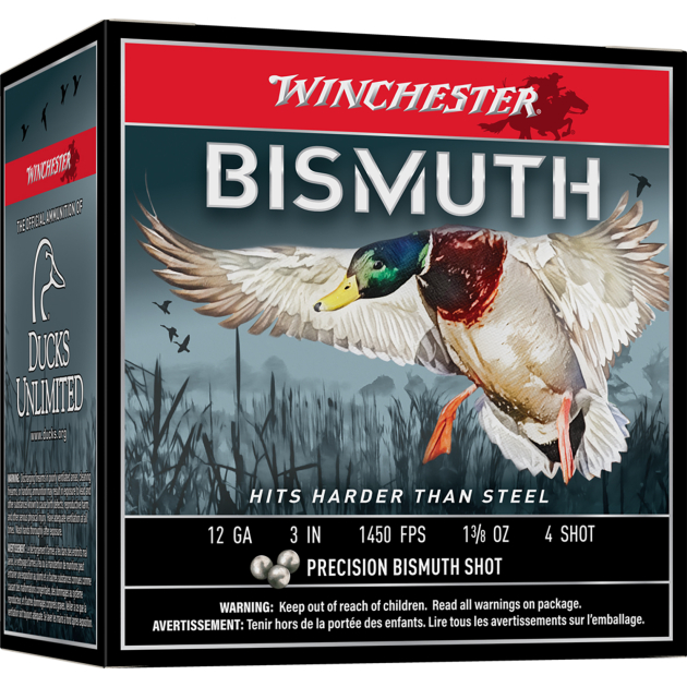 Winchester Ammo SWB1234 Bismuth 12Gauge 3" 1 3/8oz Tin Plated Bismuth 4Shot 25 Per Box/10 Case