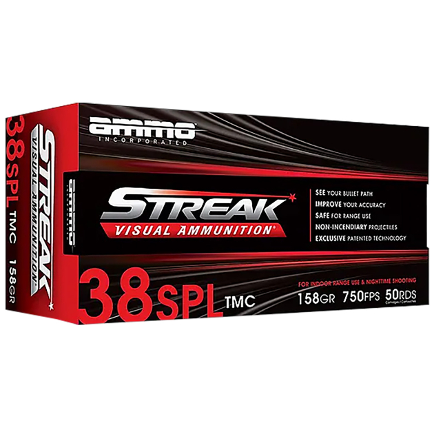 Ammo Inc 38158TMCSTRKRED50 Streak Visual (RED) 38Special 158gr Total Metal Case 50 Per Box/20 Case