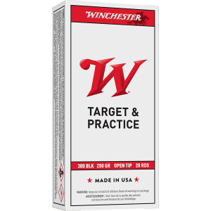 Winchester Ammo USA300BLKX USA  300Blackout 200gr Open Tip Range Subsonic 20 Per Box/10 Case