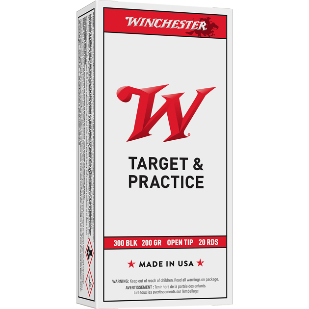 Winchester Ammo USA300BLKX USA  300Blackout 200gr Open Tip Range Subsonic 20 Per Box/10 Case