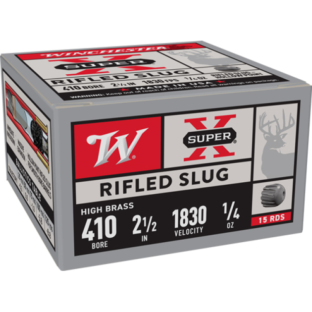 WINCHESTER SUPER-X 410 2.5" - 1/5OZ RIFLED SLUG 15RD 10BX/CS