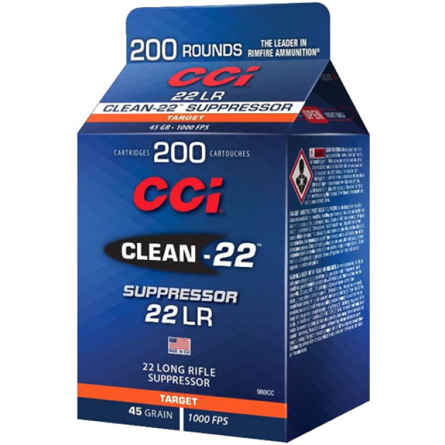 CCI SUPPRESSOR CLEAN 22LR 45GR - LEAD-RN 1000FPS 200RD 10BX/CS