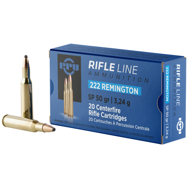 PPU PP222 Standard Rifle 222Rem 50gr Soft Point 20 Per Box/50 Case