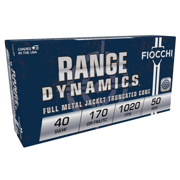 Fiocchi 40SWA Range Dynamics 40S&W 170gr Full Metal Jacket Truncated Cone 50 Per Box/20 Case