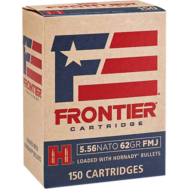 Frontier Cartridge FR2615 Military Grade Centerfire Rifle 5.56x45mm NATO 62gr Full Metal Jacket 150 Per Box/8 Case