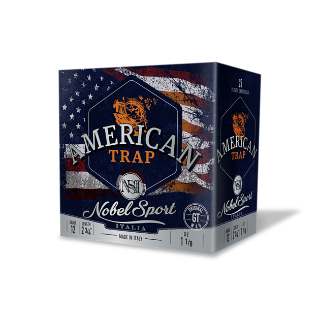 Nobel/Eurosports LLC ANS12FSC8 American Trap 12Gauge 2.75" 1 1/8oz 8Shot 25 Per Box/10 Case