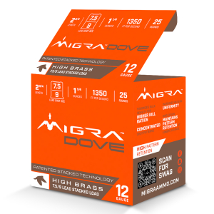 Migra Ammunitions M12UD75-9 Dove 12Gauge 2 3/4" 1 1/4oz 7.5/9Shot 25 Per Box/10 Case