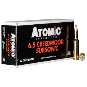 Atomic Ammunition 00476 Rifle Subsonic 6.5 Creedmoor 130 gr Sierra MatchKing BTHP 20 Per Box/ 10 Case