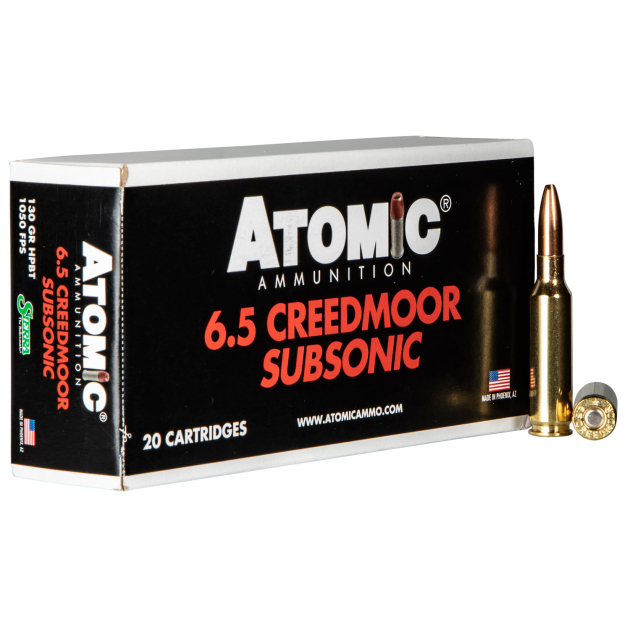 Atomic Ammunition 00476 Rifle Subsonic 6.5 Creedmoor 130 gr Sierra MatchKing BTHP 20 Per Box/ 10 Case