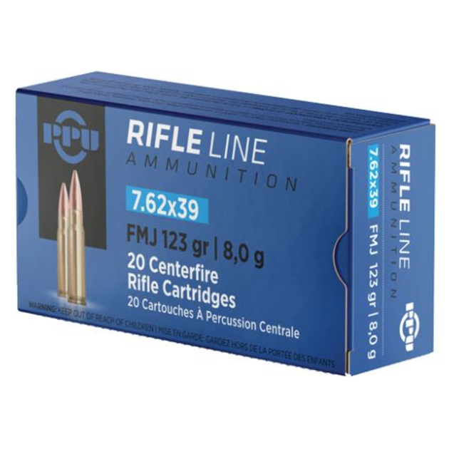 PPU 7.62X39 FMJ 123GR 20RD BOX 50 BOXES PER CASE