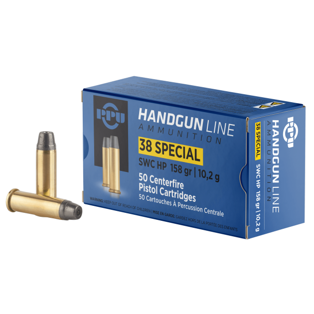 PPU .38 SPECIAL SWC HP 158G 50RD BOX 10 BOXES PER CASE