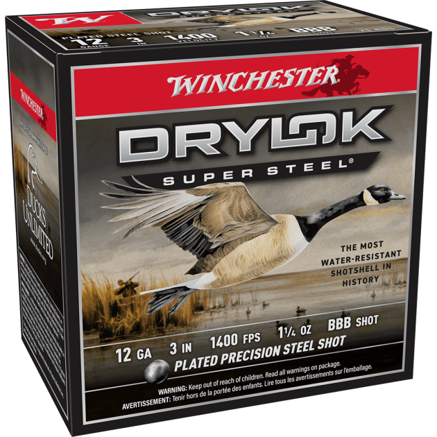 WINCHESTER 12 GA 3" BBB DRYLOK STEEL MAGNUM 1-1/4 OZ 25 RD/BX 10 BX/CS