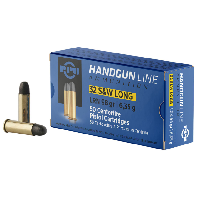 PPU 32 S&W LONG LRN 98GR 50RD BOX 10 BOXES PER CASE
