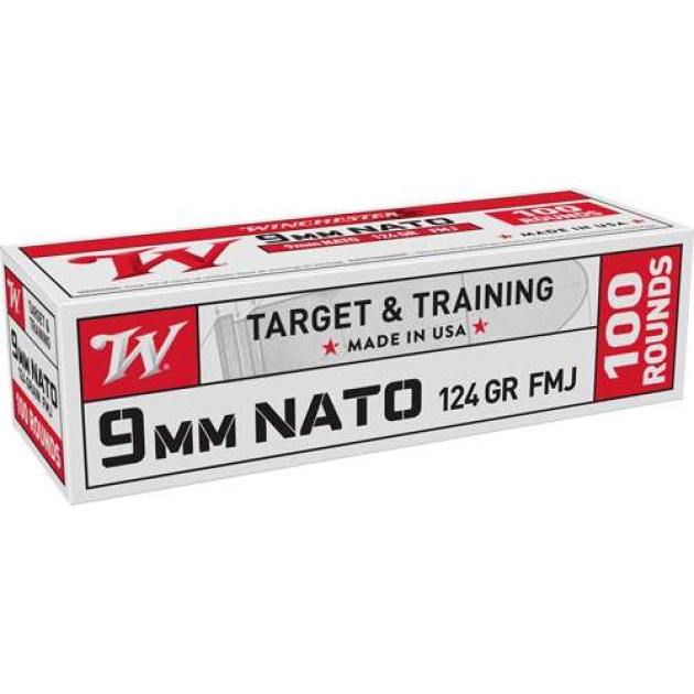 WINCHESTER 9 MM NATO 124 FMJ 100RD 100 RD/BX 10 BX/CS