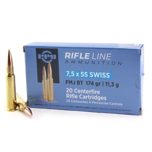 PPU 7.5 X 55 SWISS FMJ 174GR 20RD BOX 10 BOXES PER CASE