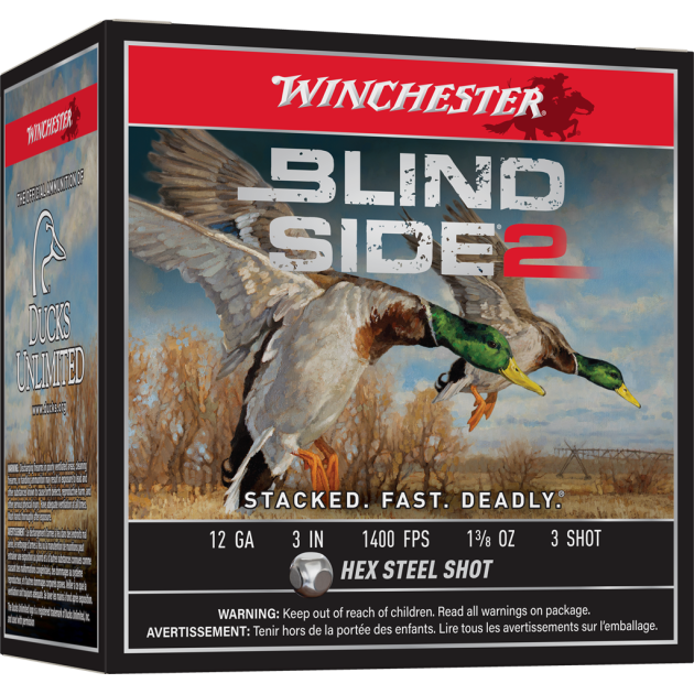 WINCHESTER BLIND SIDE 2 12G 3" #3 1-3/8OZ HV HEX 25RD BX