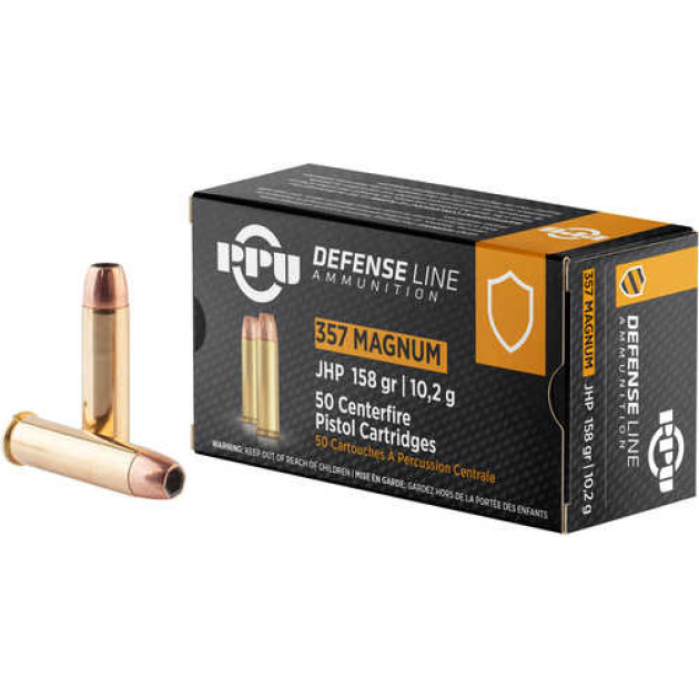 PPU DEF 357 MAG 158GR JHP 50RD BOX 10 BOXES PER CASE