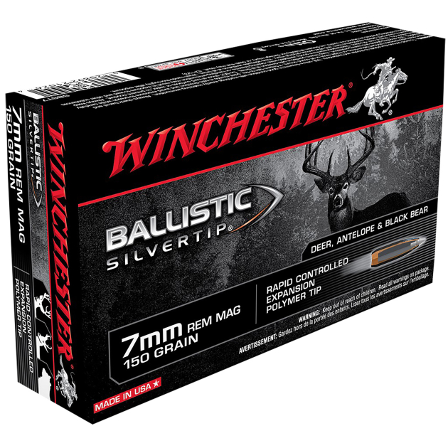 Winchester Ammo SBST7 Ballistic Silvertip 7mmRemMag 150gr Rapid Controlled Expansion Polymer Tip 20 Per Box/10 Case