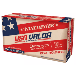 WINCHESTER USA VALOR 9MM NATO 124G FMJ 200RD VP