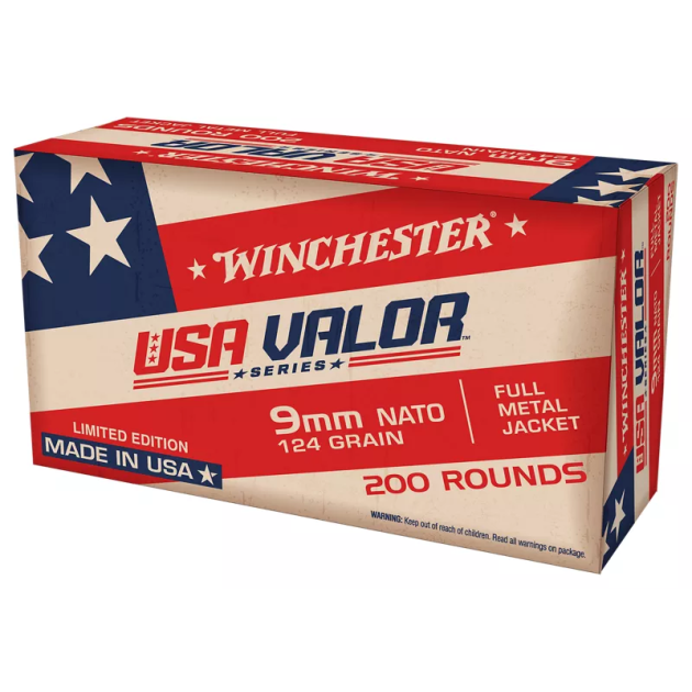 WINCHESTER USA VALOR 9MM NATO 124G FMJ 200RD VP