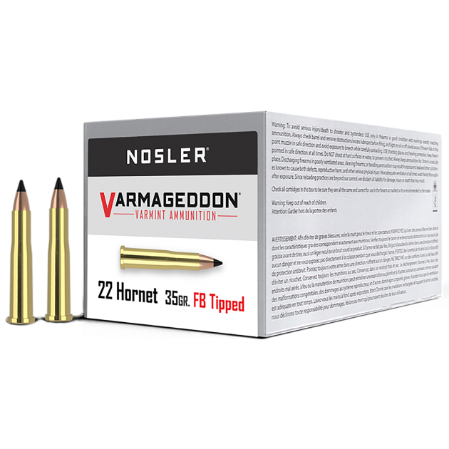 Nosler 41132 Varmageddon 22Hornet 35gr Flat Base Tipped 50 Per Box/5 Case