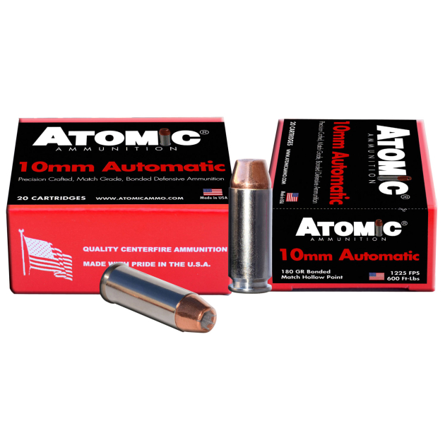 Atomic Ammunition 00457 Pistol Precision Craft 10mmAuto 180gr Bonded Match Hollow Point 20 Per Box/10 Case
