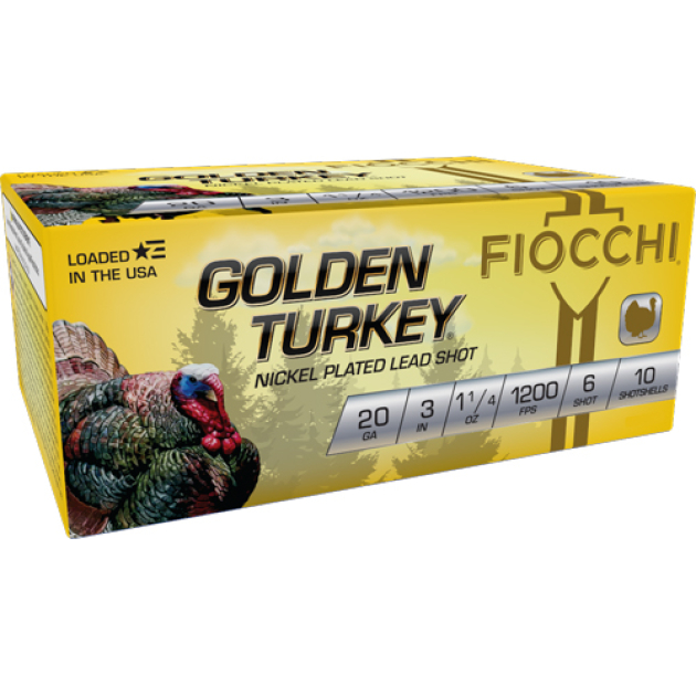 FIOCCHI GOLDEN TURKEY 20GA 3" - 1-1/4OZ #6 10RD 10BX/CS