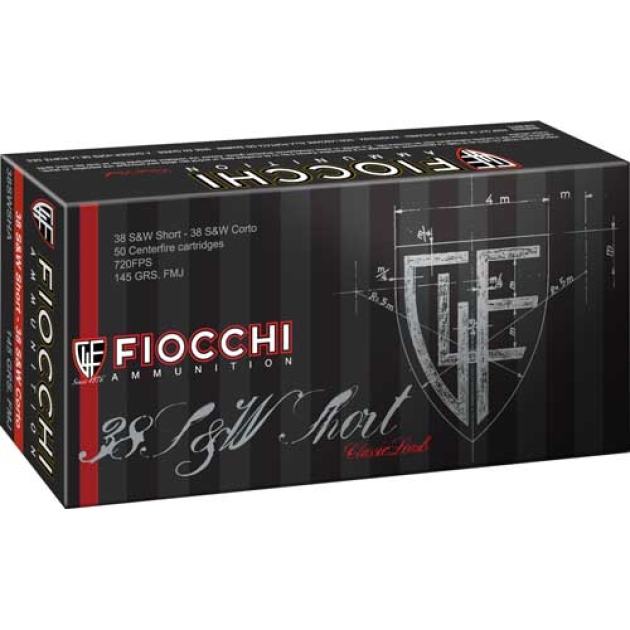 FIOCCHI 38 S&W SHORT 145GR FMJ - 50RD 20BX/CS