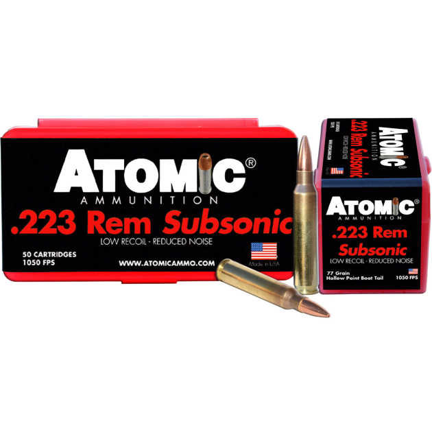 Atomic Ammunition 00429 Rifle Subsonic 223 Rem 77 gr Hollow Point Boat Tail 50 Per Box/ 10 Case
