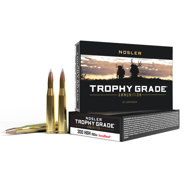 Nosler 60060 Trophy Grade 300H&HMag 180gr Nosler AccuBond 20 Per Box/10 Case