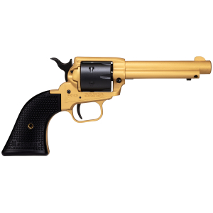 Heritage Mfg RR22S4 Rough Rider 22 LR 6 Shot 4.75" Gold Cerakote Steel Barrel & Frame, Black Satin Cylinder, Black Polymer Grips Features Black Accents