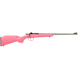 Crickett KSA2441 Gen2 Youth 22 LR 1rd 16.13" Stainless Single Shot Barrel, Stainless Steel Receiver, Pink w/Gold Webbing Fixed Synthetic Stock