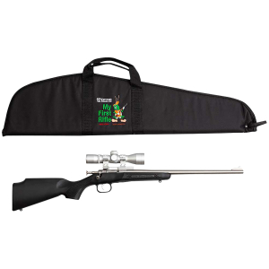 Crickett KSA2245BSC My First Rifle Package 22 S/L/LR Single Shot 16.10" Stainless Steel Barrel & Receiver, Black Synthetic Fixed Stock, 4x32 Scope