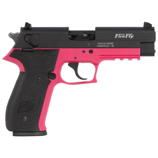 GSG GERG2210FFP FireFly  22 LR 10+1 4" Black Serrated Slide, Pink Zinc Alloy w/Accessory Rail Frame, Black Polymer Grip
