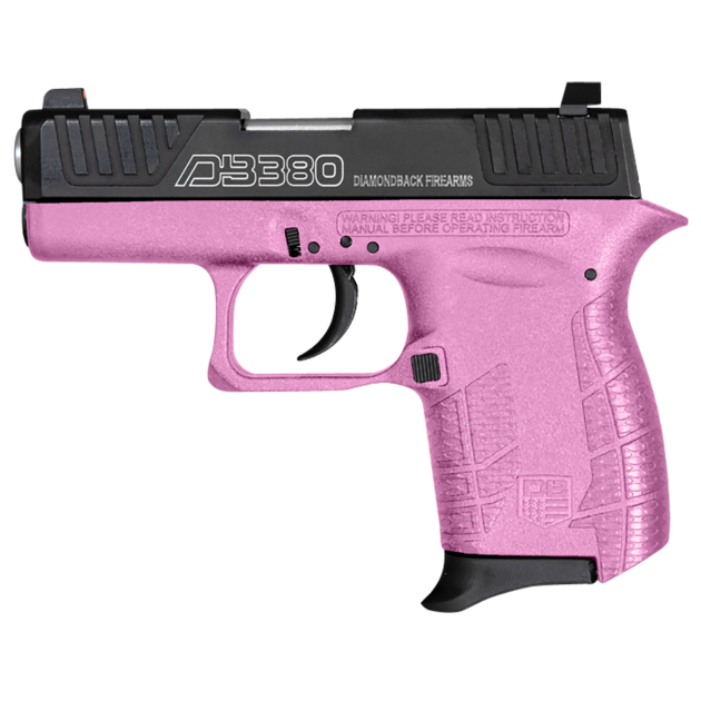 Diamondback DB0100E112 DB380 Gen4 Micro-Compact Frame 380 ACP 6+1, 2.80" Stainless Steel Barrel, Nickel Boron Serrated Stainless Steel Slide, Pink Polymer Frame w/Beavertail & Grip
