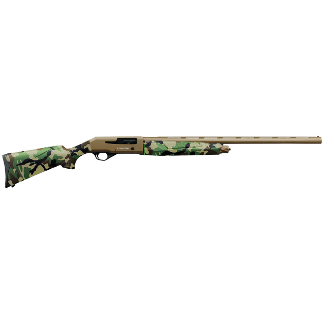 Charles Daly 930328 601  12 Gauge 4+1 3" 28" Vent Rib Barrel, Flat Dark Earth Finish Aluminum Receiver, Woodland Camo Synthetic Stock, Includes 3 Choke Tubes