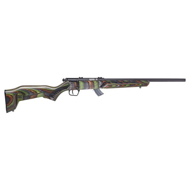 Savage Arms 26736 Mark II Minimalist Full Size 22 LR 10+1 18" Matte Black Threaded Barrel, Matte Black Drilled & Tapped Carbon Steel Receiver, Green Boyd's Minimalist Laminate Stock, Right Hand