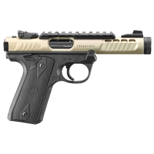 RUGER MRK IV 22/45LTE 22LR 4.4" T.B. CHAMPAGNE ANODIZED BLACK GRIPS 2-10RD MAGS