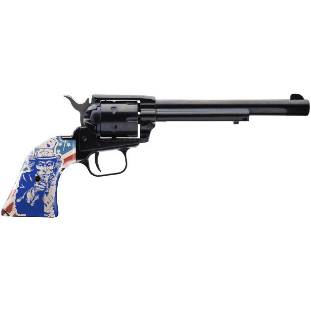 Heritage Mfg RR22B6-US09 Rough Rider 22 LR 6 Shot 6.50" Black Black Zinc Alloy Frame & Cylinder, Ivory w/Red/Blue Uncle Sam Grip, Hammer/Thumb Safety, Exposed Hammer