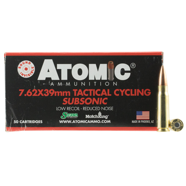 Atomic Ammunition 00474 Rifle Subsonic 7.62x39mm 220gr Hollow Point Boat Tail 50 Per Box/10 Case