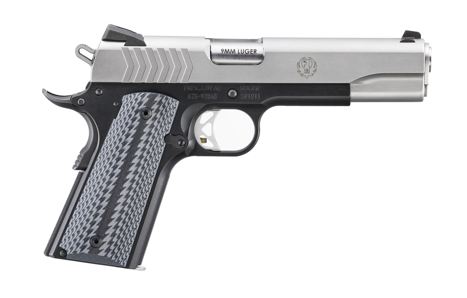RUGER SR1911 LIGHTWEIGHT 9MM 5" BLK/STU G10 2-9RD MAGS