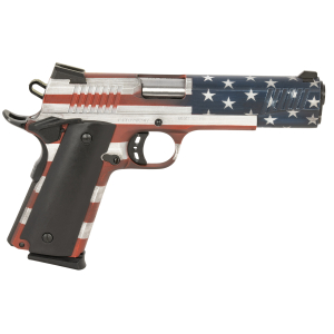 Citadel CIT45FSPUSA M1911 Government 45 ACP 8+1, 5" Stainless Steel Barrel, American Flag Cerakote Serrated Steel Slide, Steel Frame w/Beavertail, Ambidextrous