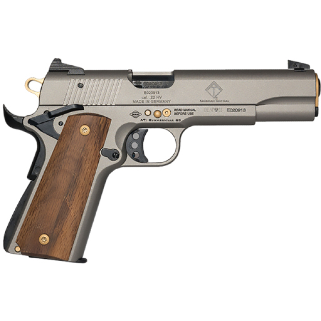 GERMAN SPORT 1911 15TH AN 22LR - 5" GREY/GOLD WOOD GRIPS 10RD