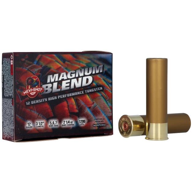 HEVI-SHOT MAGNUM BLEND 12GA 3-1/2IN 2-1/4OZ #5 #6 #7 5 RD/BX 10 BX/CS