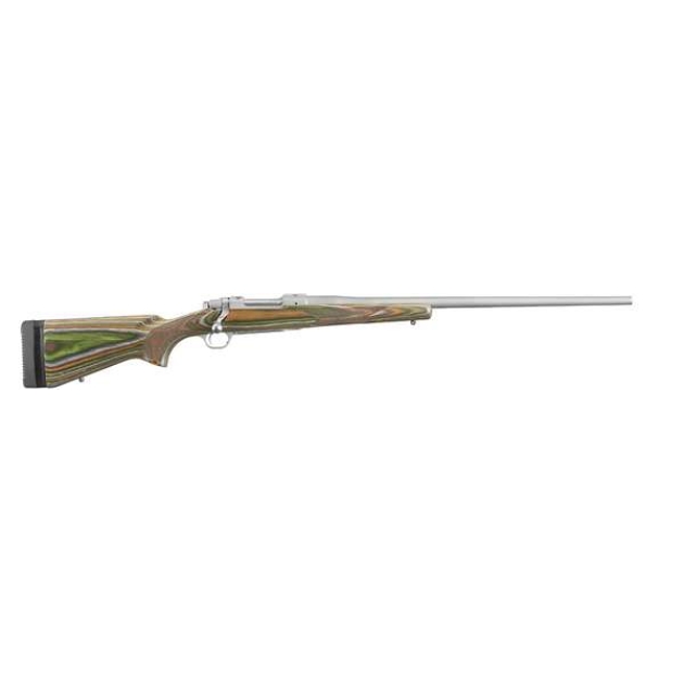RUGER HAWKEYE PREDATOR 6.5CM BOLT RFL, 24" MT STS BBL, GRN MTN LAM STOCK, 4RD, SPCERS INCLUDED
