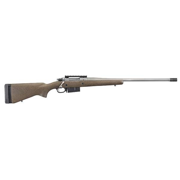 RUGER HAWKEYE LR HNTR 6.5PRC BOLT RFL, 22" MT STS THRDED BBL, SPECK BLK/BRN STOCK, 3RD MAG FED