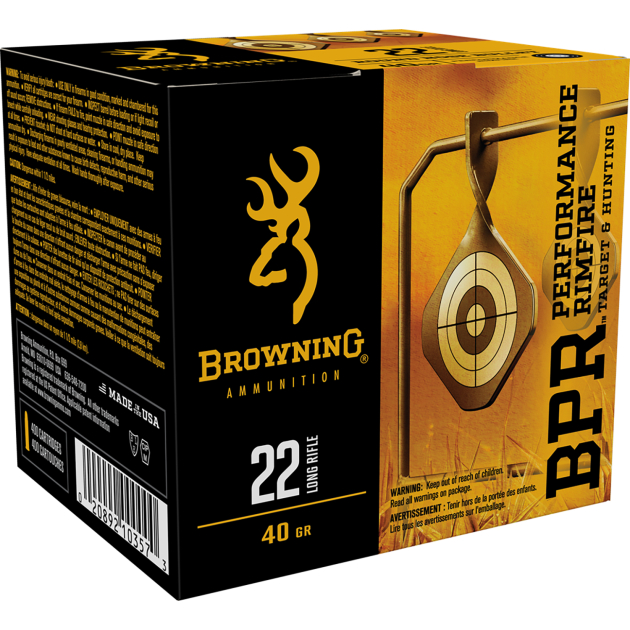 Browning Ammo B194122400 BPR Performance Rimfire 22LR 40gr Lead Round Nose 400 Per Box/4 Case
