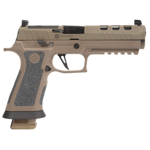 Sig Sauer 320X59DH3 P320 XFive DH3 9mm Luger 21+1 5" Black Bull Barrel, Coyote Cerakote DH3 Custom Works Optic Ready Slide, Coyote Cerakote DH3 SS Frame w/Picatinny Rail & Beavertail, Coyote TXG Grips