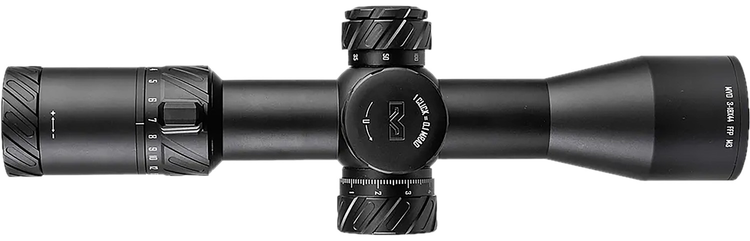 Meprolight USA 901246703 MVO  Matte Black Anodized 3-18x44mm, 34mm Tube, Illuminated M3 MRAD Etched Green/Red Reticle