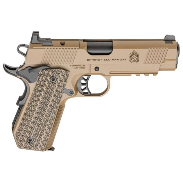 SPRINGFIELD ARMORY 1911 TRP AOS 9MM PISTOL 4.25" COYOTE CARRY CUT, RAIL, 3-9RD MAGS